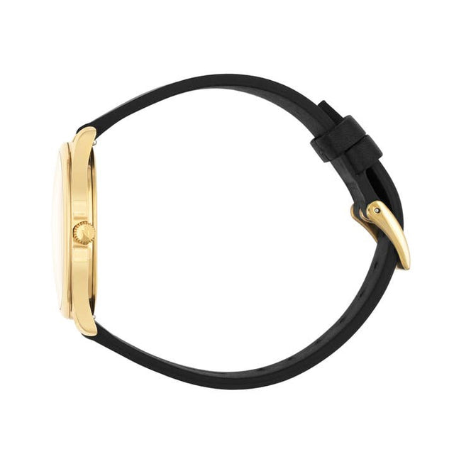 Lune Watch - Pearlized Dial Gold - Black Leather