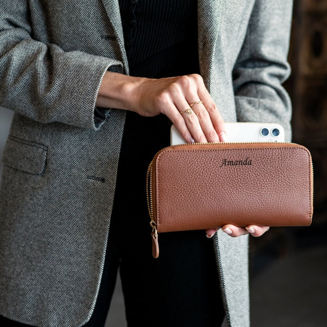 Leather Zippered Clutch