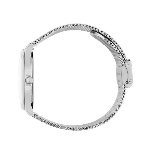 Lune Watch - Pearlized Dial Stainless Steel - Stainless Steel Mesh