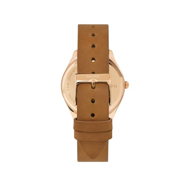 Lune Watch - Pearlized Dial Rose Gold - Saddle Leather