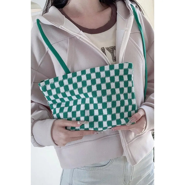 Checkered Pouch Clutch Bag