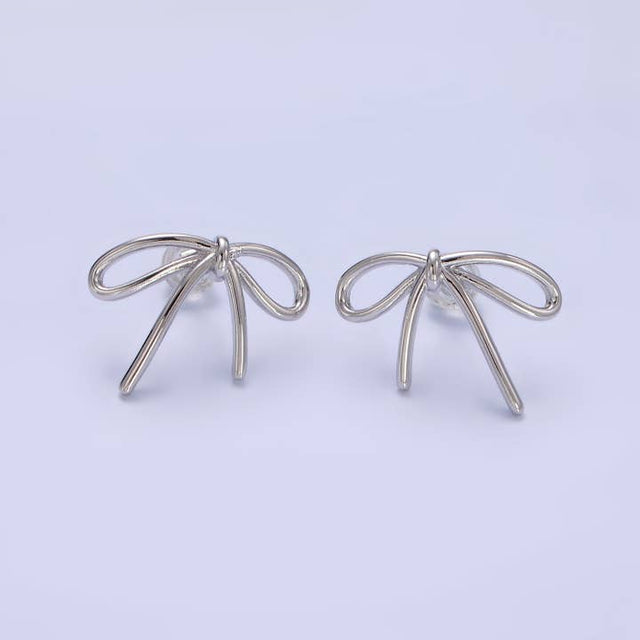 Tied Ribbon Bow Stud Earrings