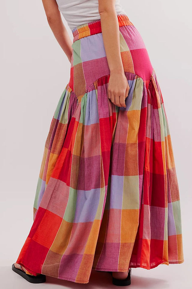 Color Block Maxi Skirt