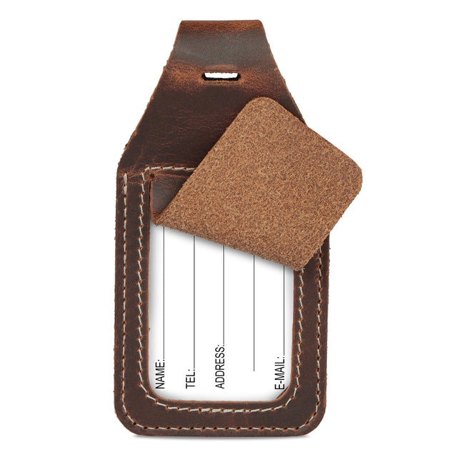 Leather Luggage Tag with AirTag Slot