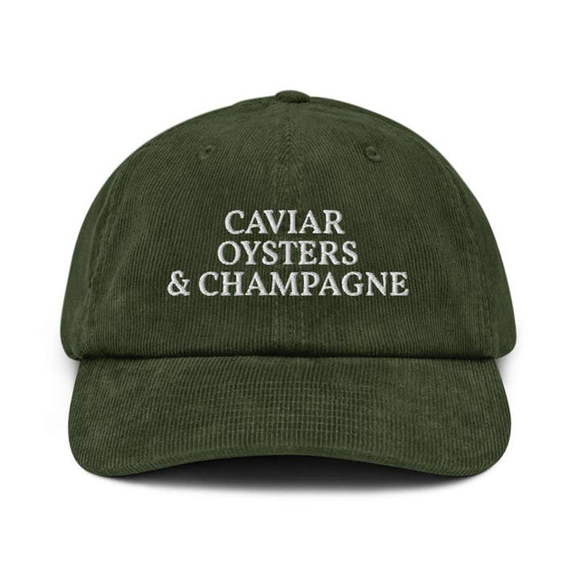 Caviar, Oysters & Champagne - Embroidered Corduroy Cap