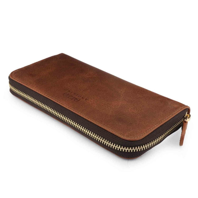 Leather Zippered Clutch