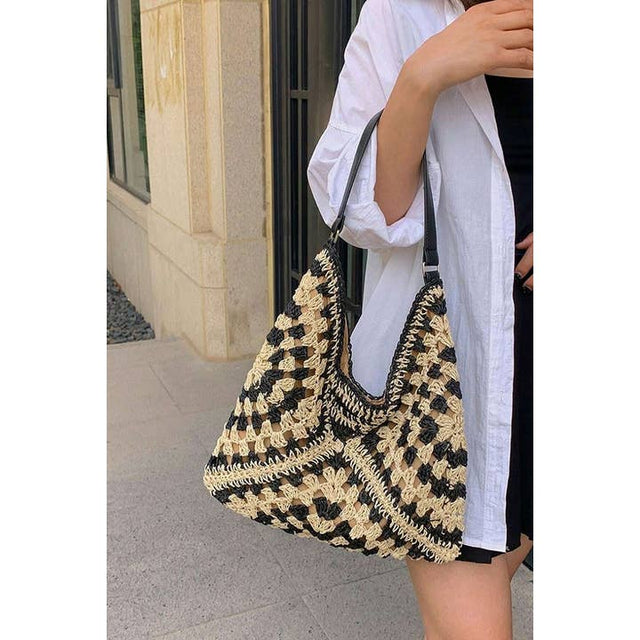 Woven Straw Crochet Shoulder Bag