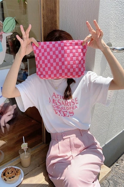 Checkered Makeup Pouch