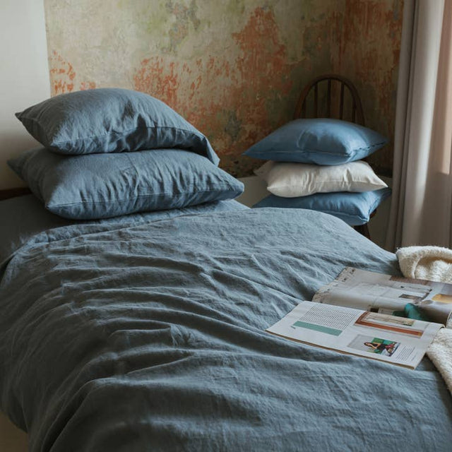 Dark Grey Washed Linen Duvet Cover