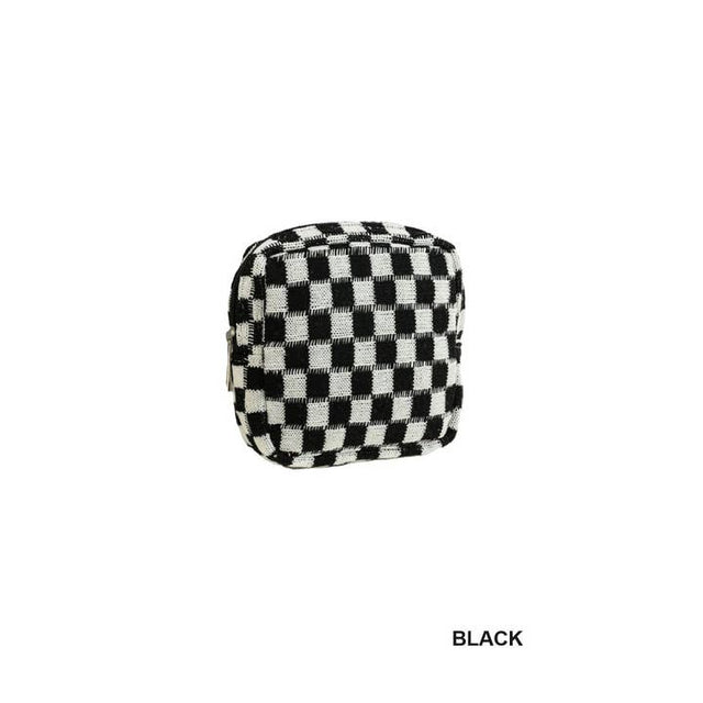 Mini Checkered Makeup Cosmetic Travel Case