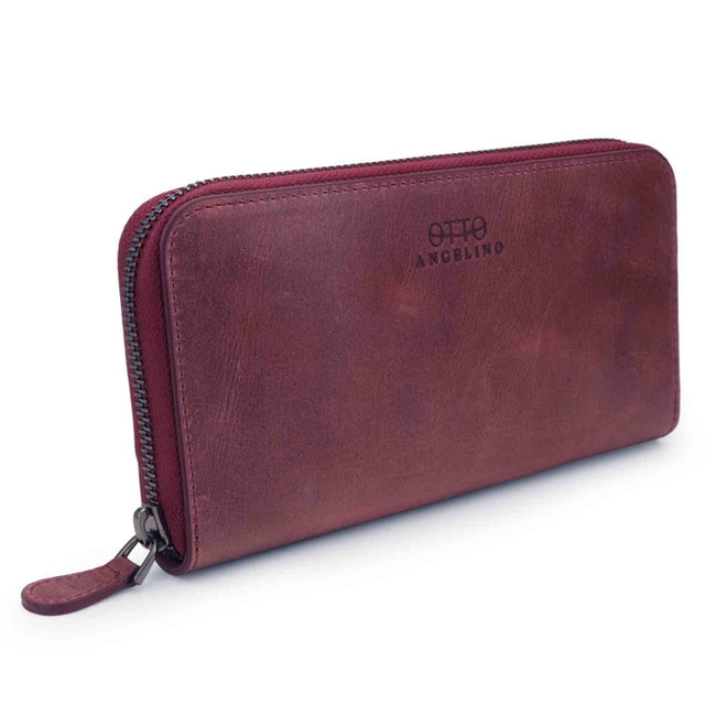 Leather Zippered Clutch