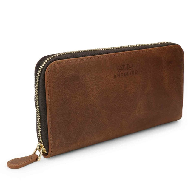 Leather Zippered Clutch