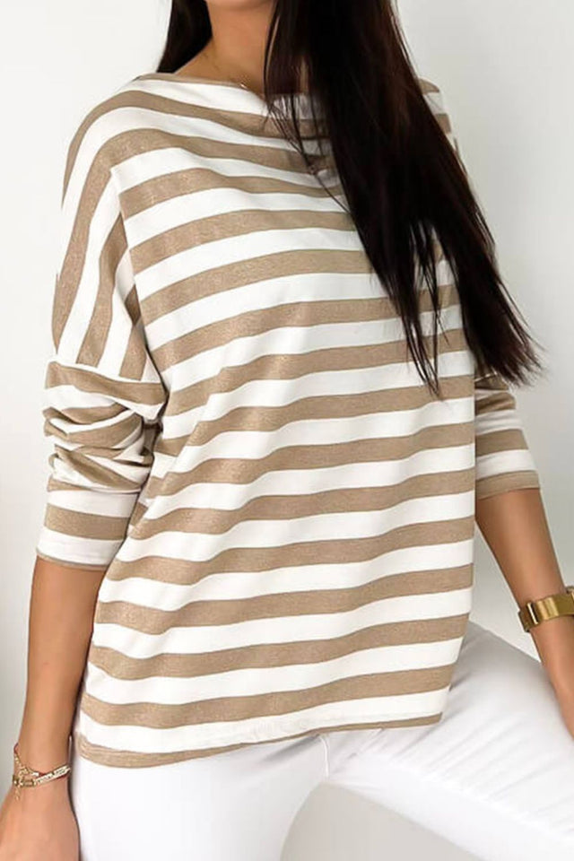 Striped Round Neck Long Sleeve Top