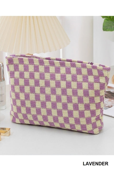 Checkered Makeup Pouch