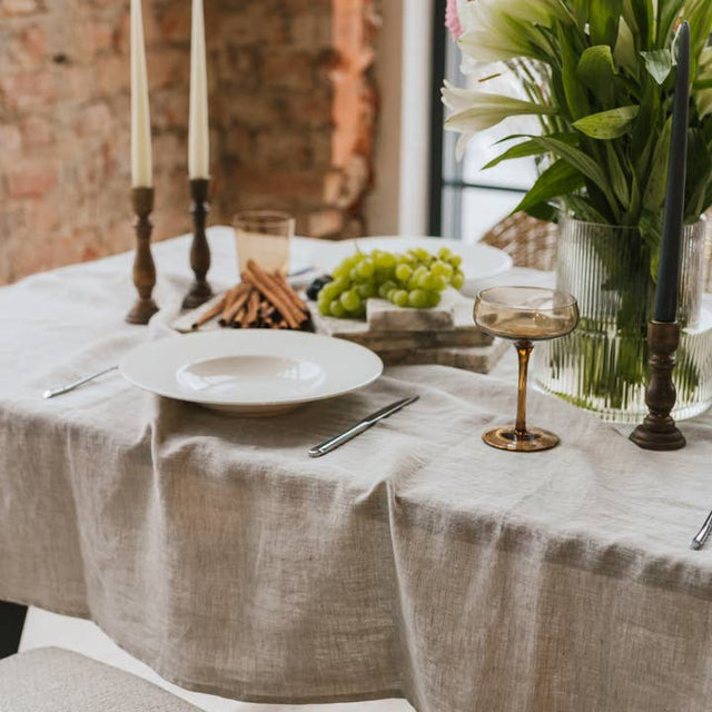 Natural Melange Linen Tablecloth