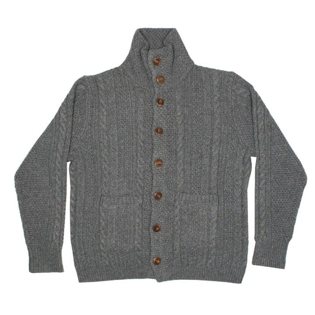 Grey Donegal Cardigan Sweater