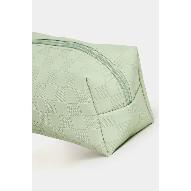 Checkered Cosmetic Makeup Pouch