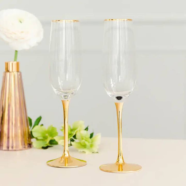 Gold Accented Champagne Flutes