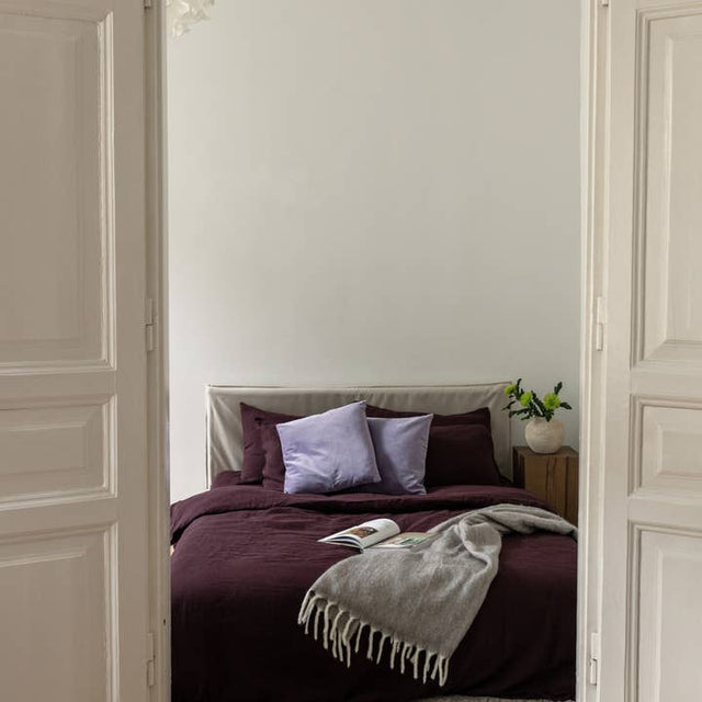 Deep Purple Washed Linen Duvet Cover