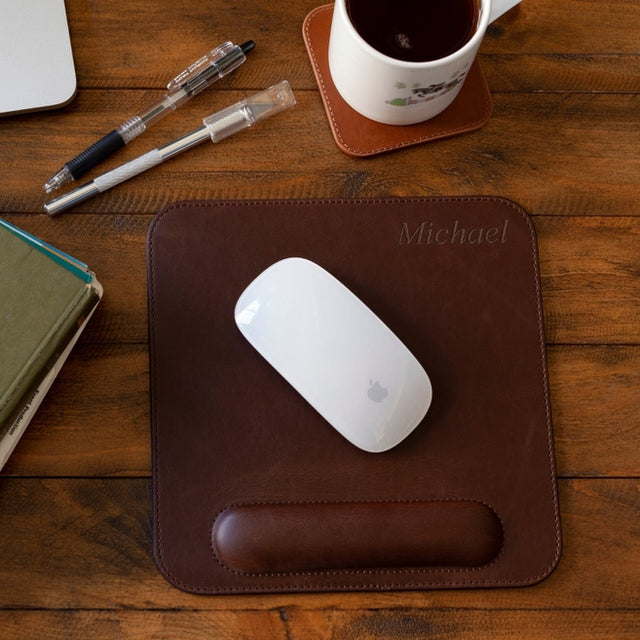 Leather Mouse Pad with Wrist Rest