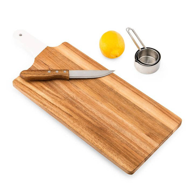 Wooden Cutting & Serving Board With White Handle