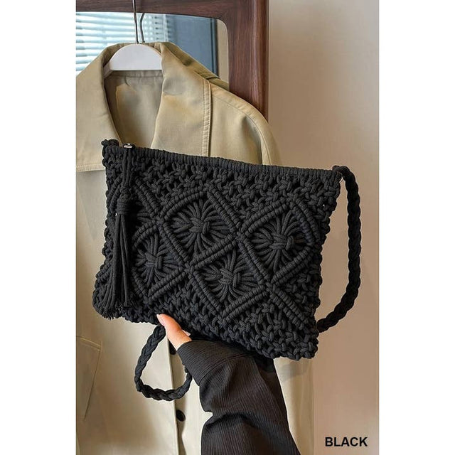 Tassel Crochet Shoulder Bag