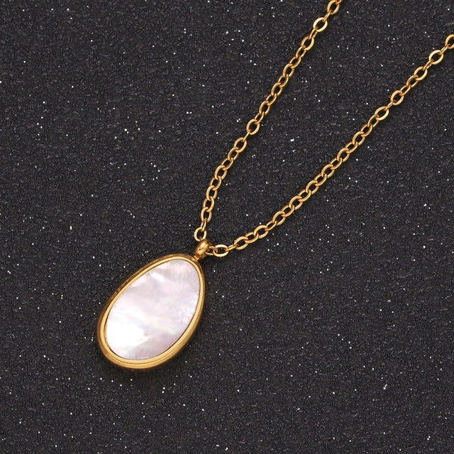 Pearl Abstract Bezel Necklace