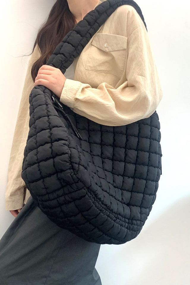 Oversized Quilted Carryall Crossbody Bag