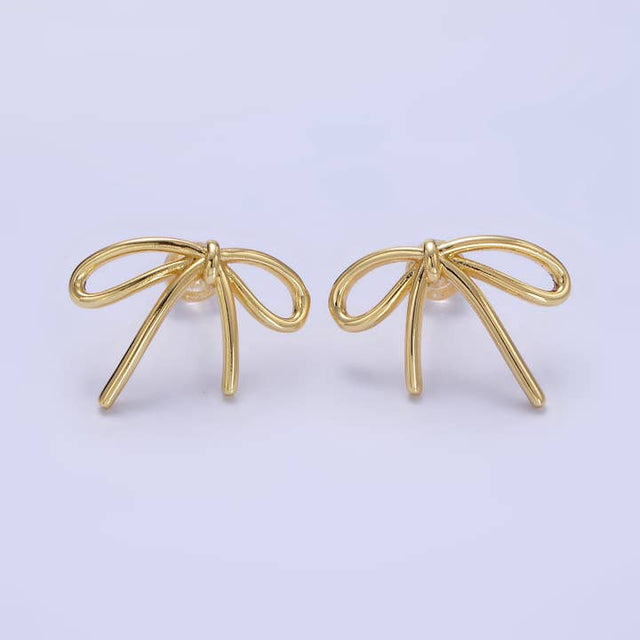 Tied Ribbon Bow Stud Earrings