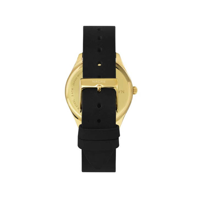 Lune Watch - Pearlized Dial Gold - Black Leather