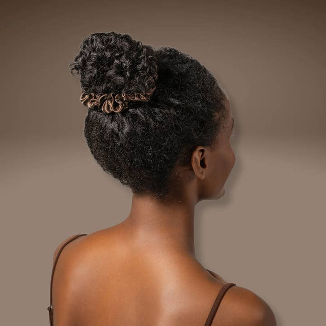 Silk Scrunchies Middies Nude Champagne, Espresso, Midnight Black (Pack of 3)