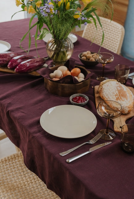 Deep Purple Linen Tablecloth