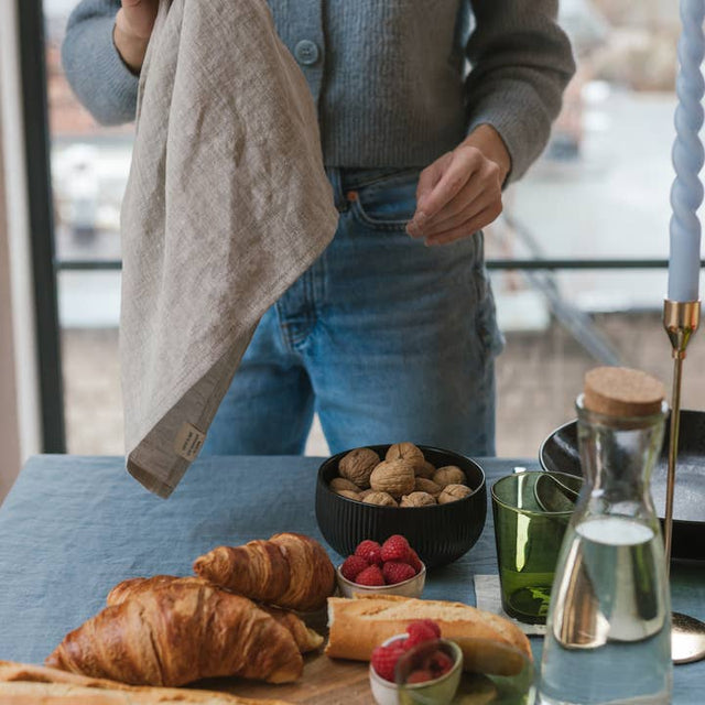 Dark Grey Linen Tablecloth