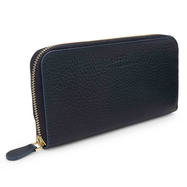 Leather Zippered Clutch