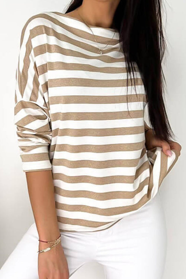 Striped Round Neck Long Sleeve Top