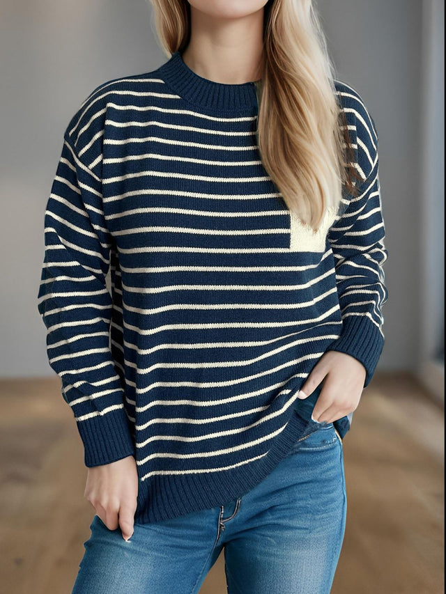 Striped Mock Neck Sweater