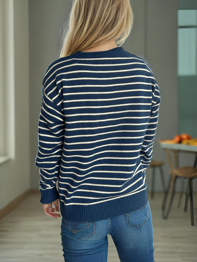 Striped Mock Neck Sweater