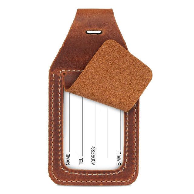 Leather Luggage Tag with AirTag Slot