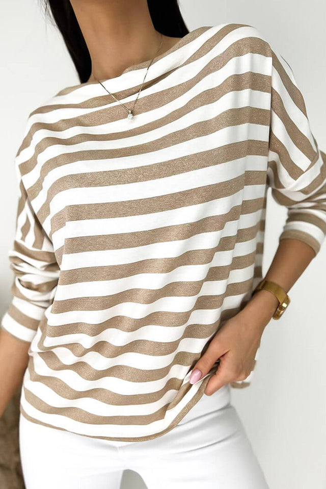 Striped Round Neck Long Sleeve Top