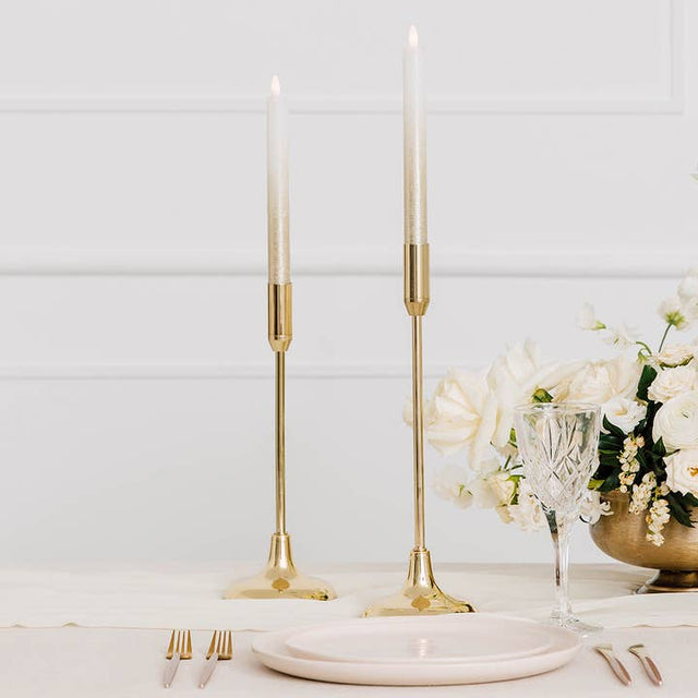 Gold Tiered Taper Candle Holders - Set Of 2