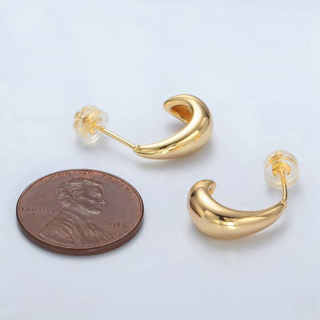 Dome J-Shaped Hoop Earrings