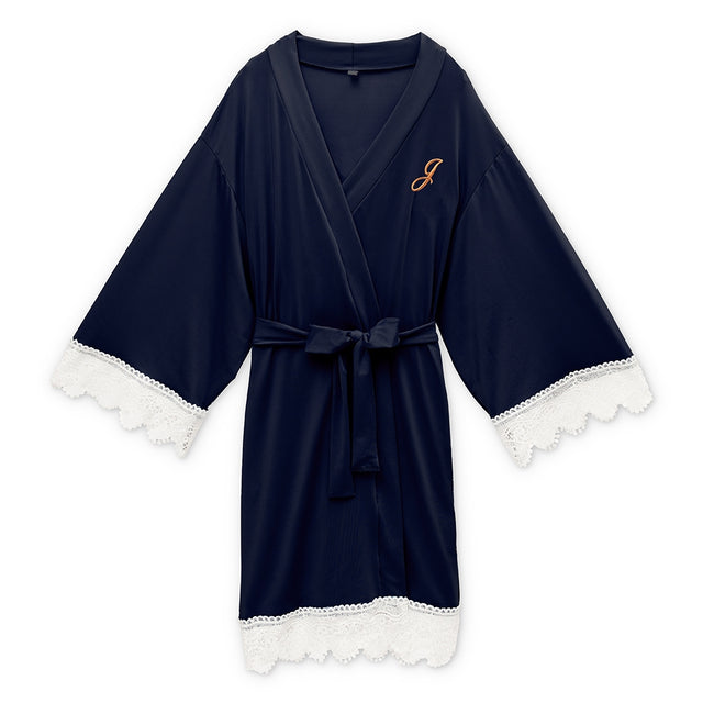 Jersey Knit Robe With Lace Trim