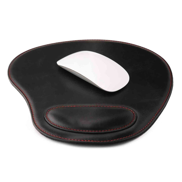 Leather Oval Mouse Pad with Wrist Rest