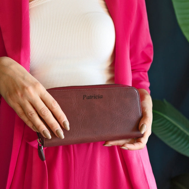 Leather Zippered Clutch