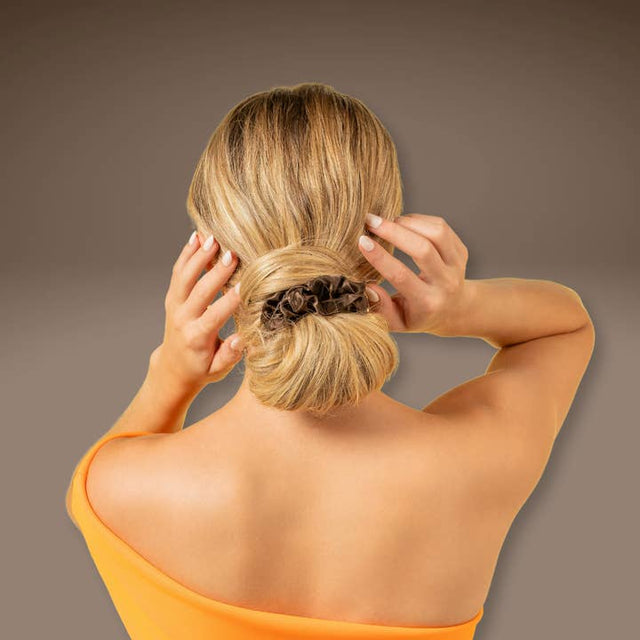 Silk Scrunchies Middies Nude Champagne, Espresso, Midnight Black (Pack of 3)