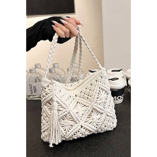 Tassel Crochet Shoulder Bag