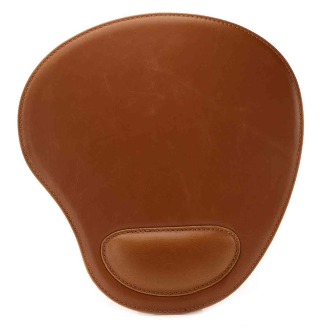 Leather Oval Mouse Pad with Wrist Rest