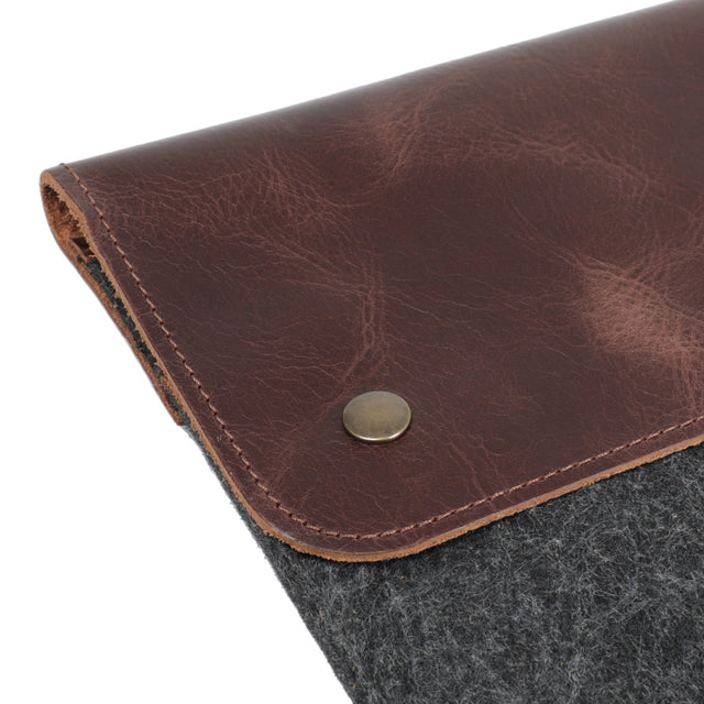 Leather and Fleece Sleeve Bag for MacBook Pro