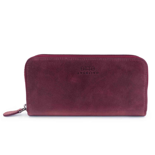 Leather Zippered Clutch