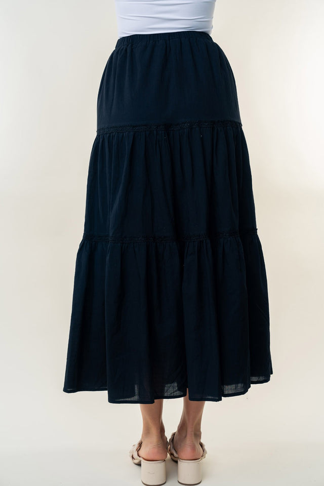 High Waisted Tiered Maxi Skirt